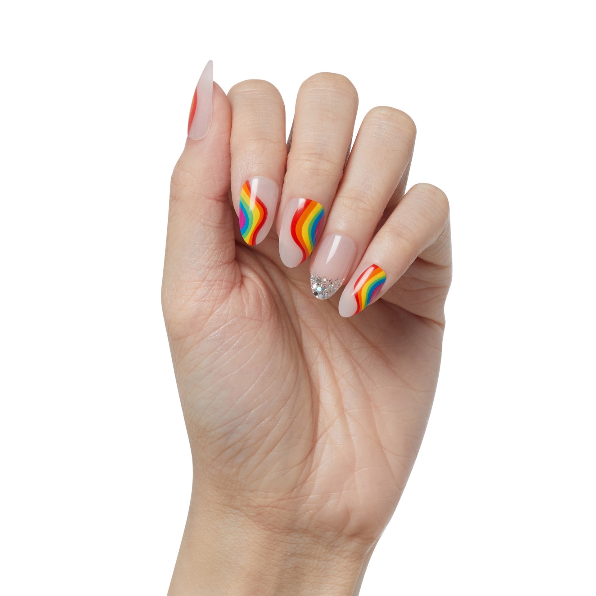 slide 5 of 5, imPRESS Press-On Nails Pride Manicure, No Glue Needed, Neutral, Medium, Almond, 33 Ct., 1 ct