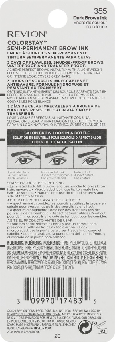slide 5 of 9, Colorstay Semi-Permanent Brow Ink, Dark Brown, 1 ct