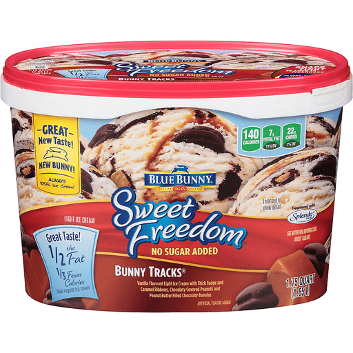 slide 1 of 1, Blue Bunny Sweet Freedom No Sugar Added Bunny Tracks Light Ice Cream, 1.75 qt