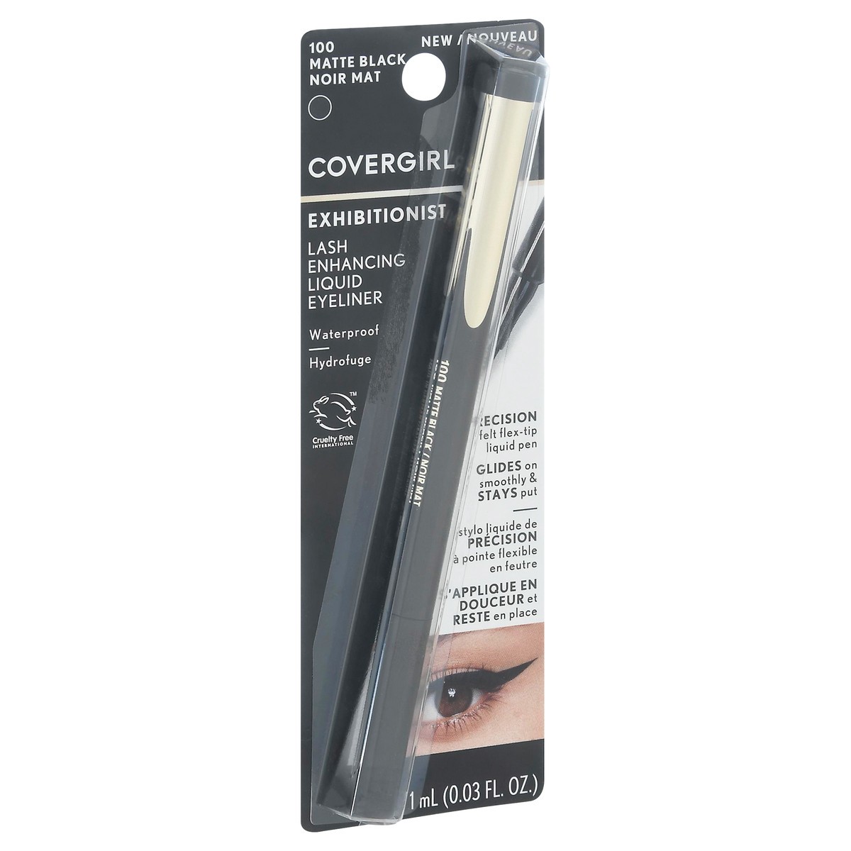 slide 3 of 9, Covergirl Matte Black 100 Exhibitionist Liquid Eyeliner 1 ml, 1 ml
