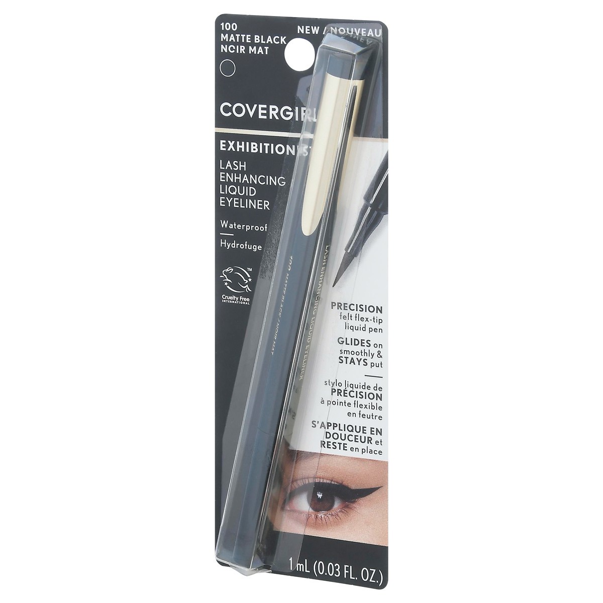 slide 5 of 9, Covergirl Matte Black 100 Exhibitionist Liquid Eyeliner 1 ml, 1 ml