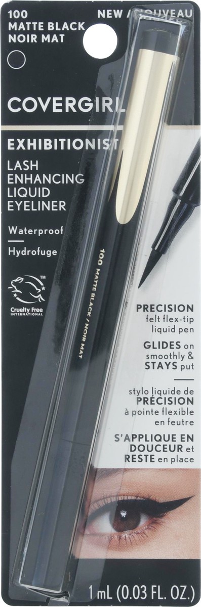 slide 8 of 9, Covergirl Matte Black 100 Exhibitionist Liquid Eyeliner 1 ml, 1 ml