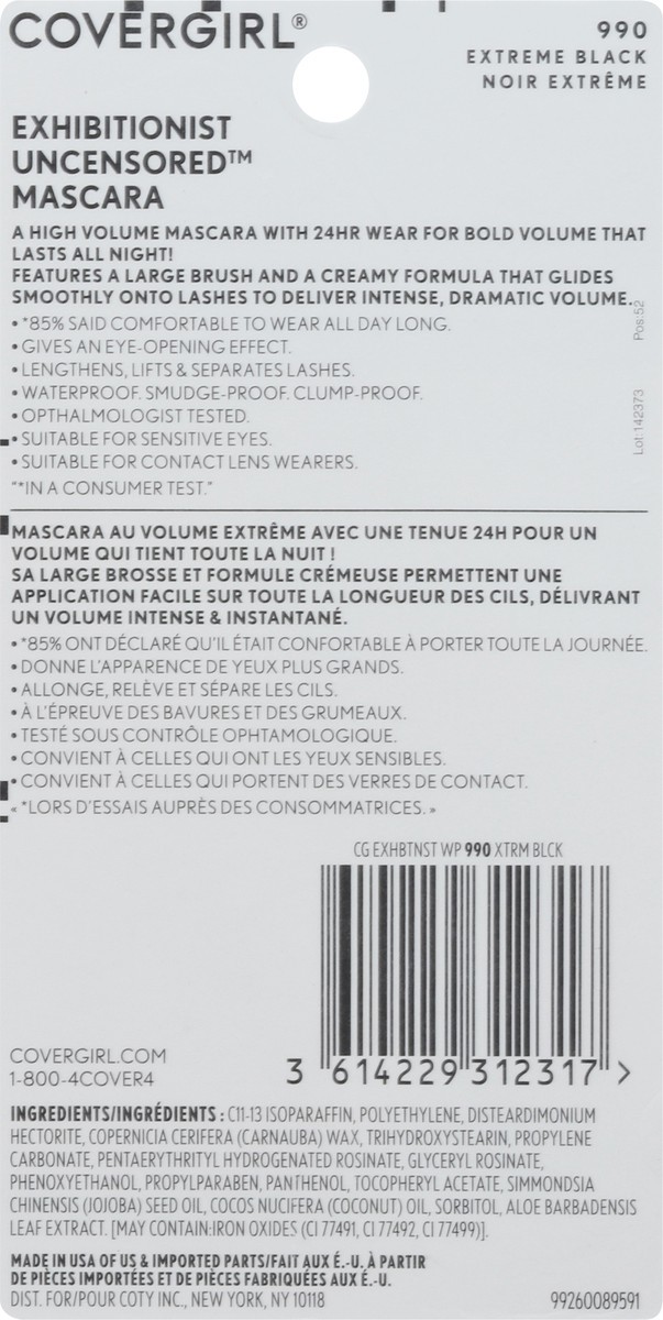 slide 6 of 11, Covergirl Exhibitionist Extreme Black 980 Uncensored Mascara 0.3 fl oz, 0.3 fl oz