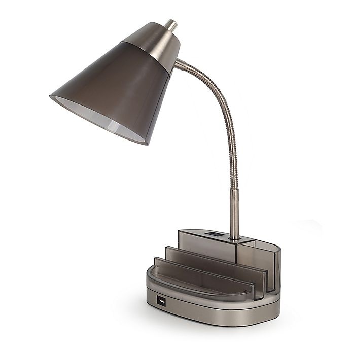 slide 1 of 1, Equip Your Space Tablet Organizer Desk Lamp - Charcoal, 1 ct