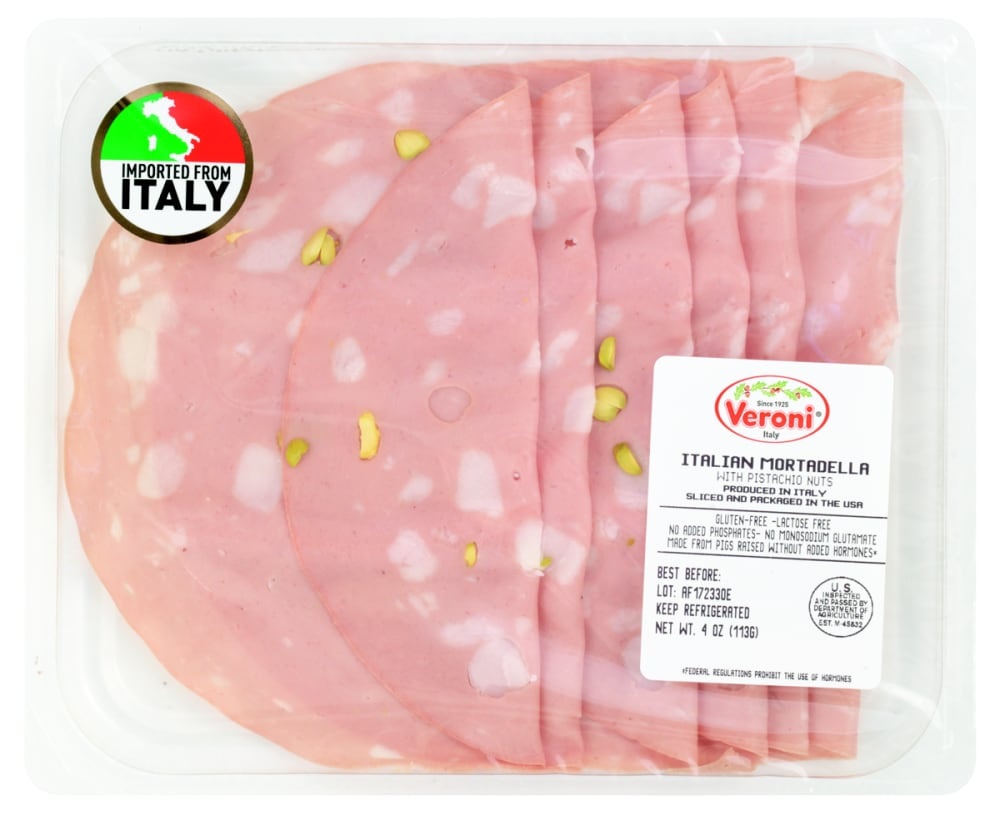 slide 1 of 1, Veroni Italy Italian Mortadella With Pistachio Nuts, 4 oz