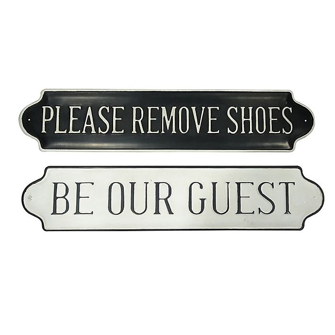 slide 1 of 1, Bee & Willow Home Bee & Willow Shoes Guest Metal Wall Art - Black/White, 26 in x 13 in