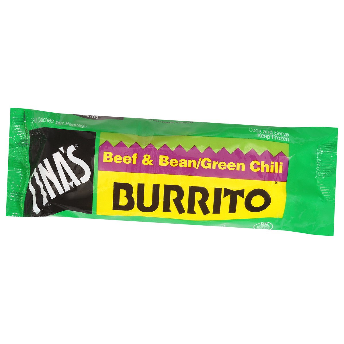 slide 3 of 9, Tina's Beef & Bean/Green Chili Burrito 4 oz, 4 oz
