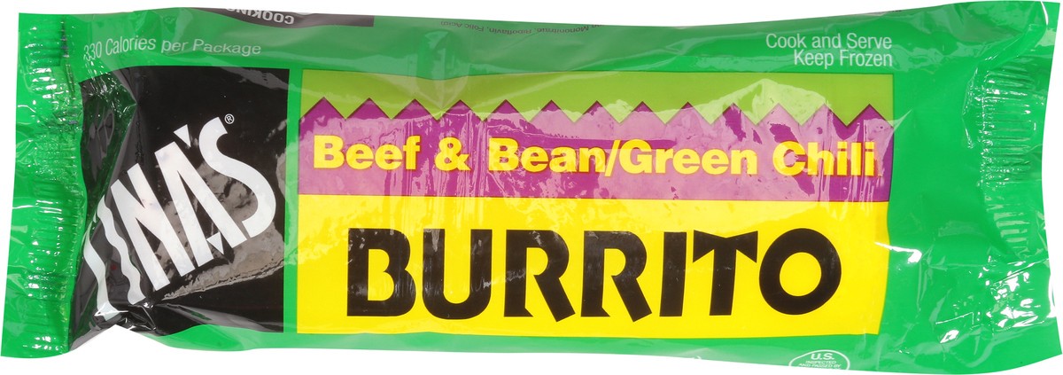 slide 6 of 9, Tina's Beef & Bean/Green Chili Burrito 4 oz, 4 oz
