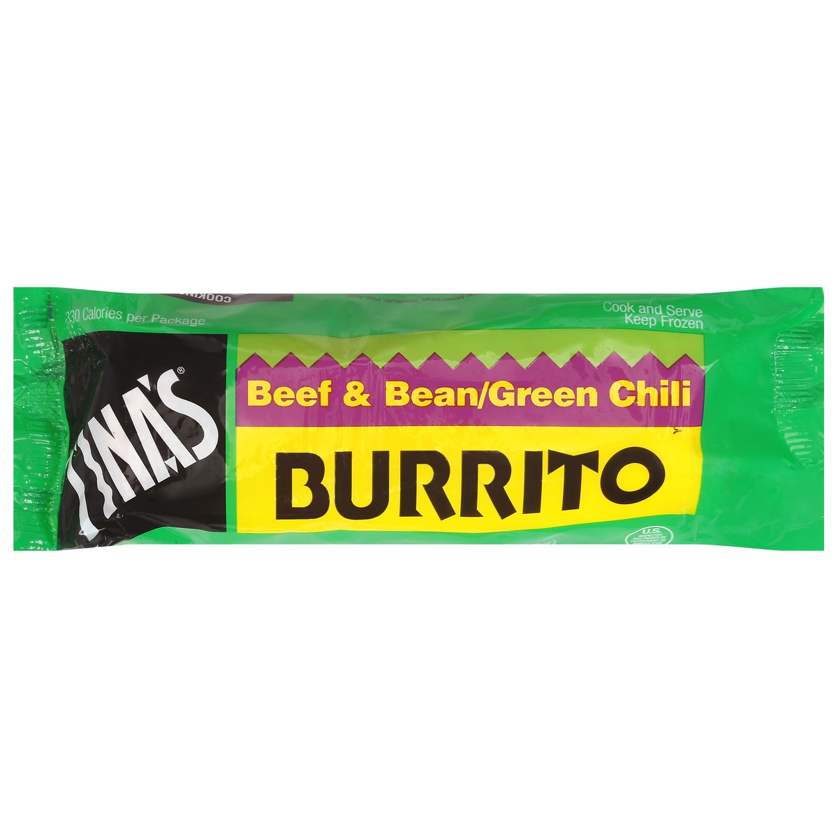 slide 1 of 9, Tina's Beef & Bean/Green Chili Burrito 4 oz, 4 oz