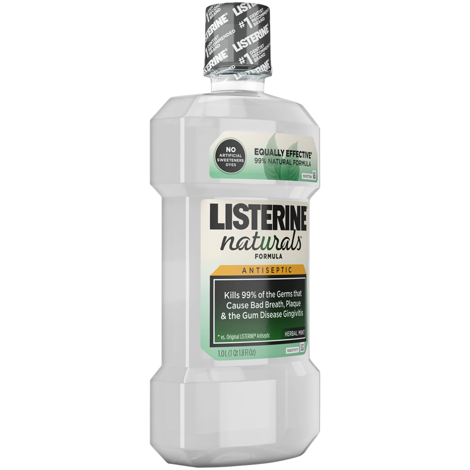 Listerine Cool Mint Antiseptic Mouthwash, Bad Breath, Plaque & Gingivitis,  Mint, 1 L
