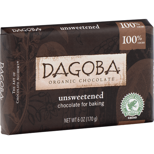 slide 2 of 9, DAGOBA Unsweetened Organic Chocolate Baking Bars, 6 oz