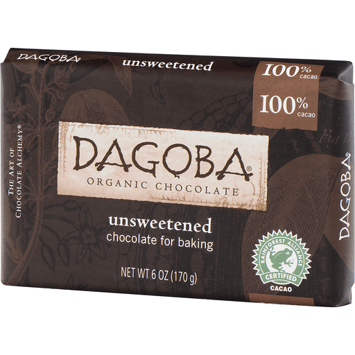 slide 3 of 9, DAGOBA Unsweetened Organic Chocolate Baking Bars, 6 oz