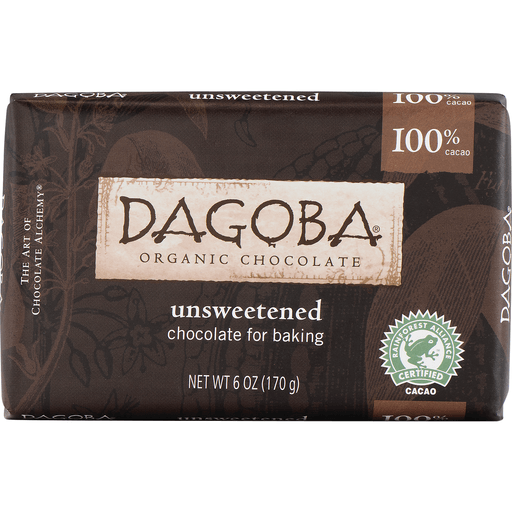 slide 4 of 9, DAGOBA Unsweetened Organic Chocolate Baking Bars, 6 oz