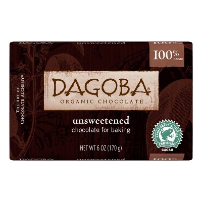 slide 1 of 9, DAGOBA Unsweetened Organic Chocolate Baking Bars, 6 oz