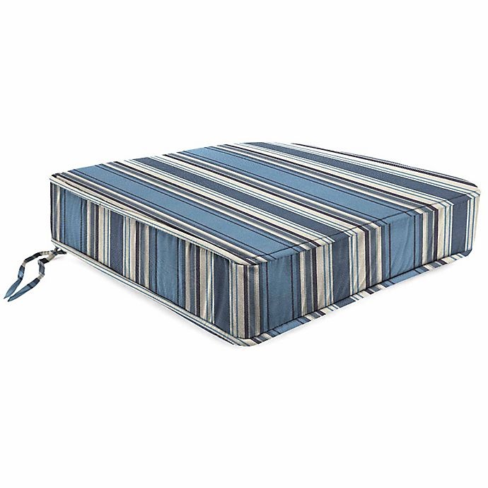 slide 1 of 1, Stripe Outdoor Chair Cushion - Sunbrella Aynovack Nautical, 20 in