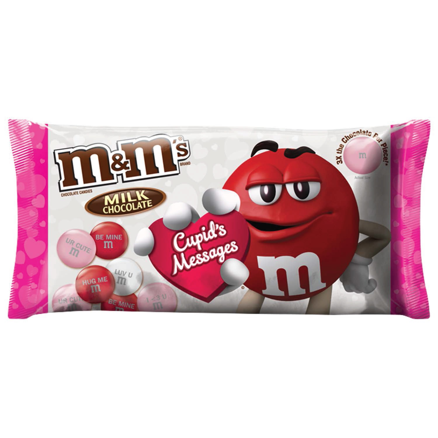 slide 1 of 1, M&M'S Valentine's Milk Chocolate Mega Size Cupid's Messages Candy Bag, 9.5 oz, 9.5 oz