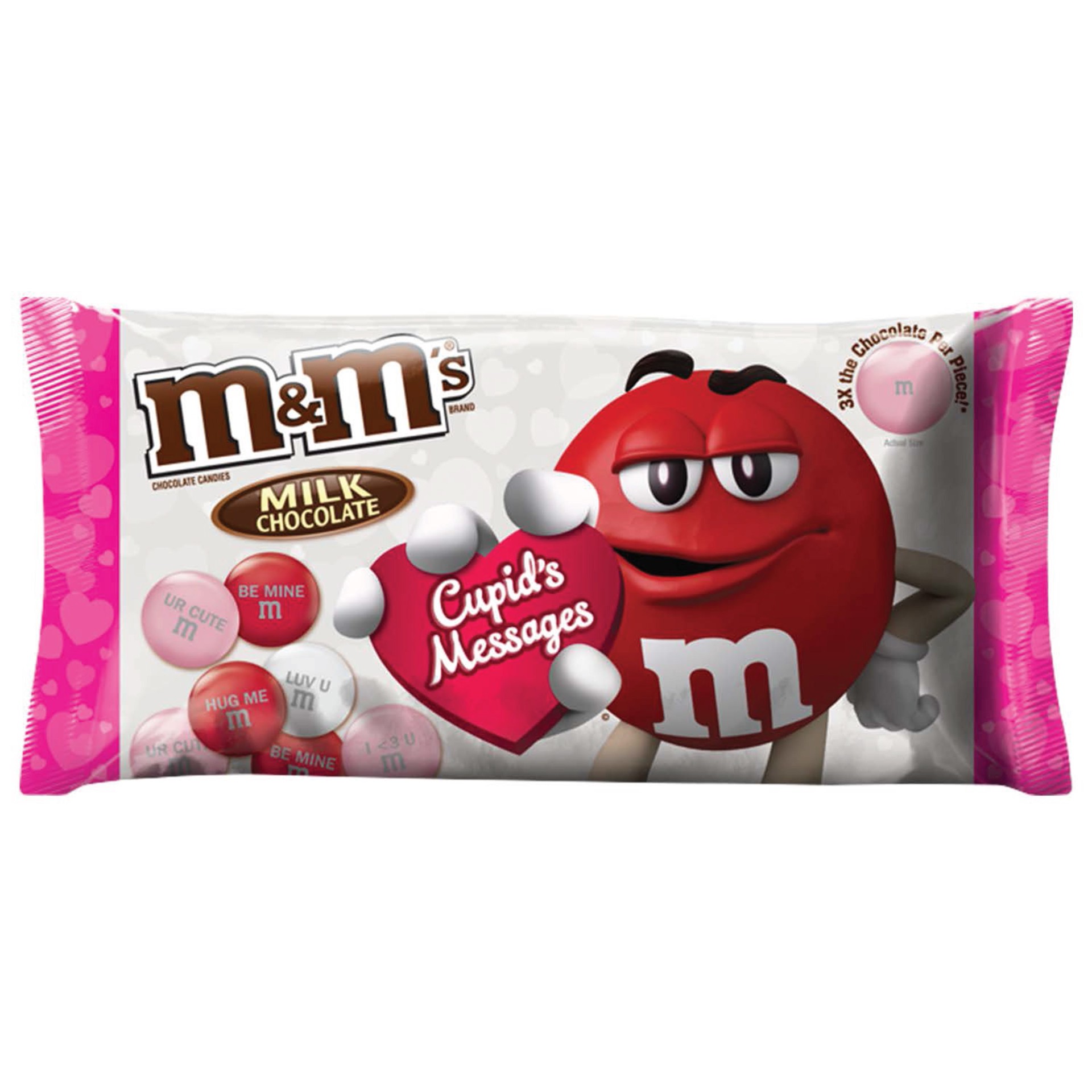 slide 1 of 3, M&M's Valentine's Milk Chocolate Mega Size Cupid's Messages Candy Bag, 9.5 oz, 9.5 oz