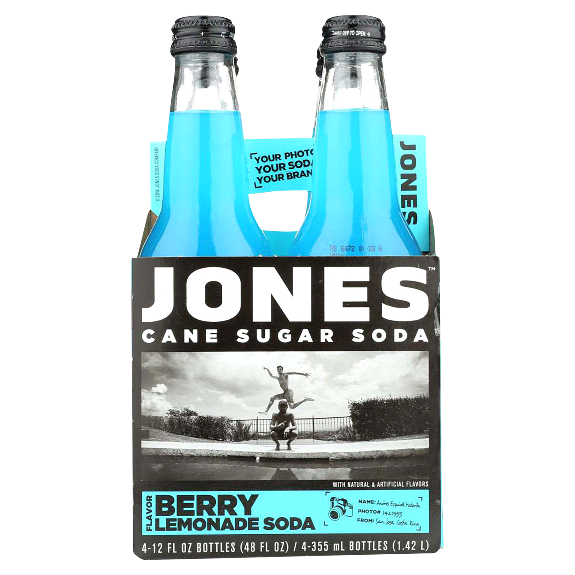 slide 1 of 1, Jones Soda Co. Cane Sugar Berry Lemonade Flavor- 4 ct; 12 fl oz, 4 ct; 12 fl oz