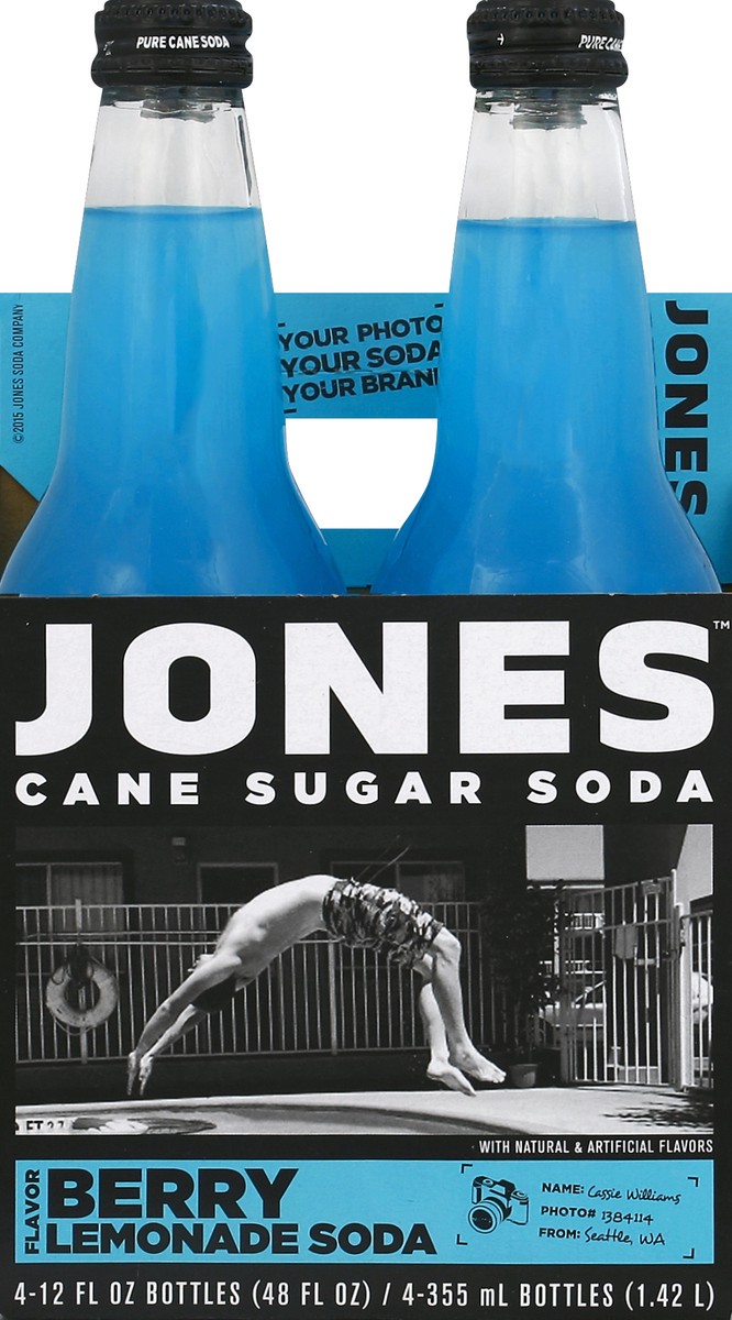 slide 3 of 4, Jones Soda Co. Cane Sugar Berry Lemonade Flavor- 4 ct; 12 fl oz, 4 ct; 12 oz