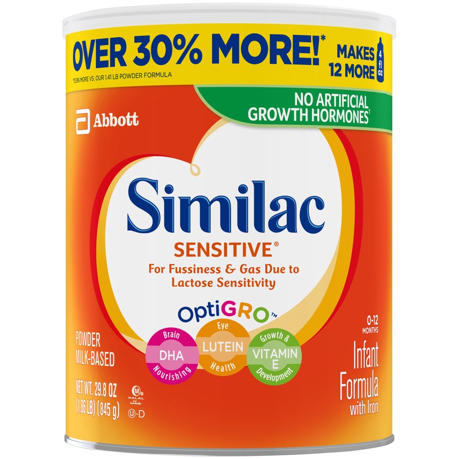 slide 1 of 1, Similac Stage 2 Sensitive Infant Formula with Iron, 29.8 oz