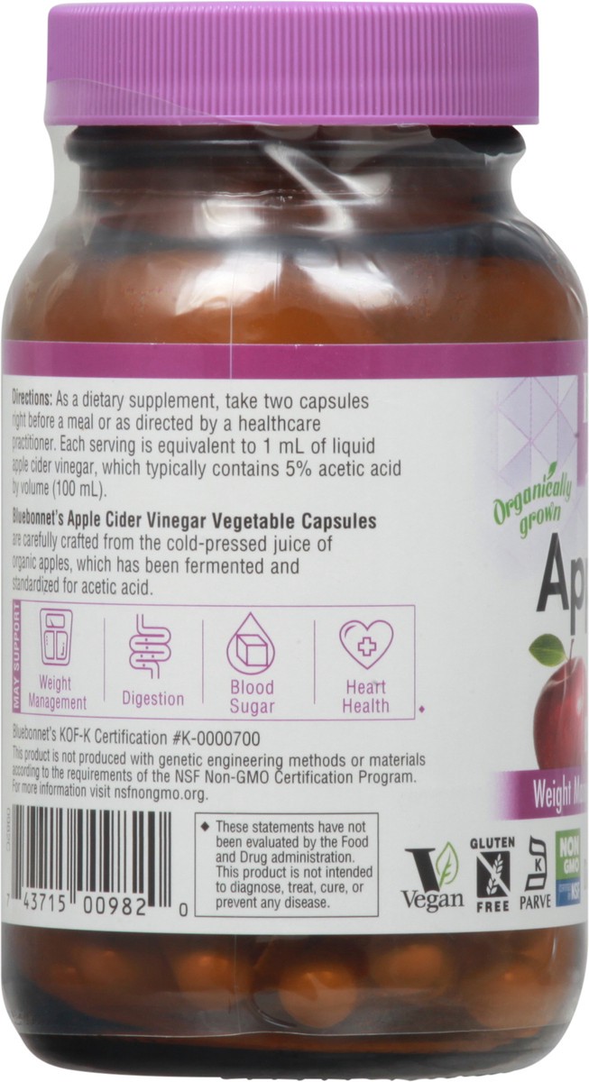 slide 5 of 13, Bluebonnet Nutrition Vegetable Capsules Apple Cider Vinegar 60 ea, 1 ct