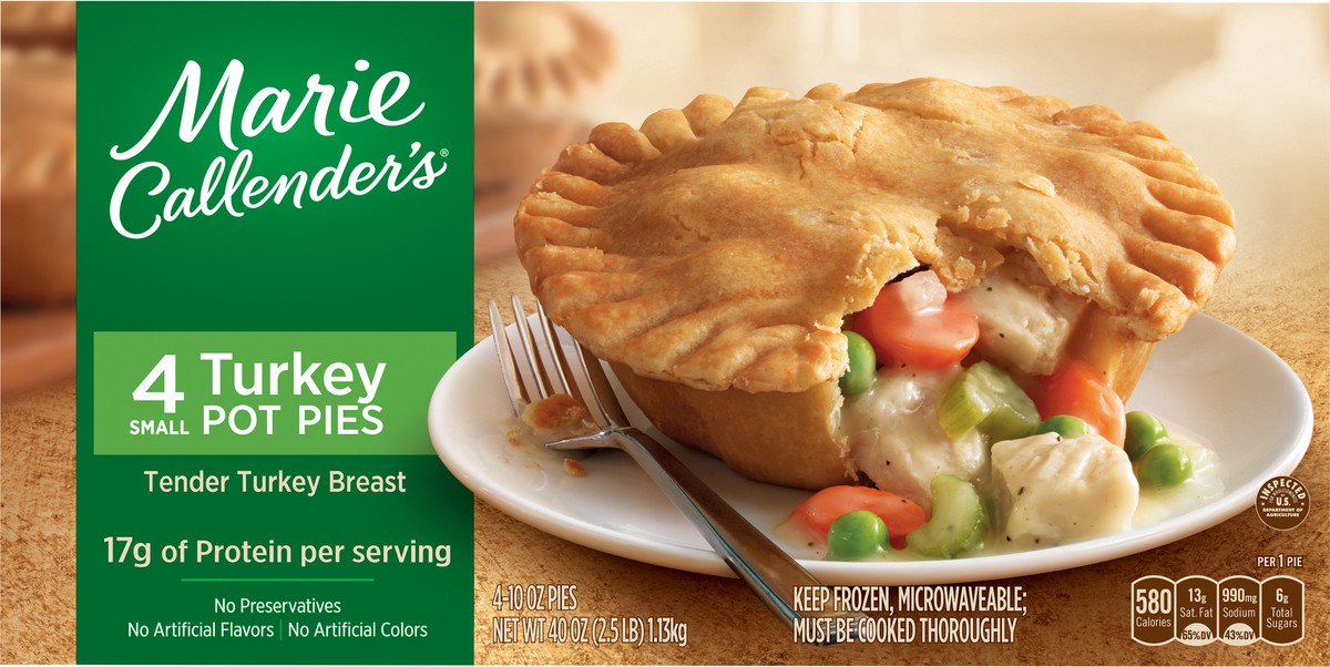 slide 8 of 9, Marie Callender's Turkey Pot Pies Small 4 - 10 oz Pies, 4 ct