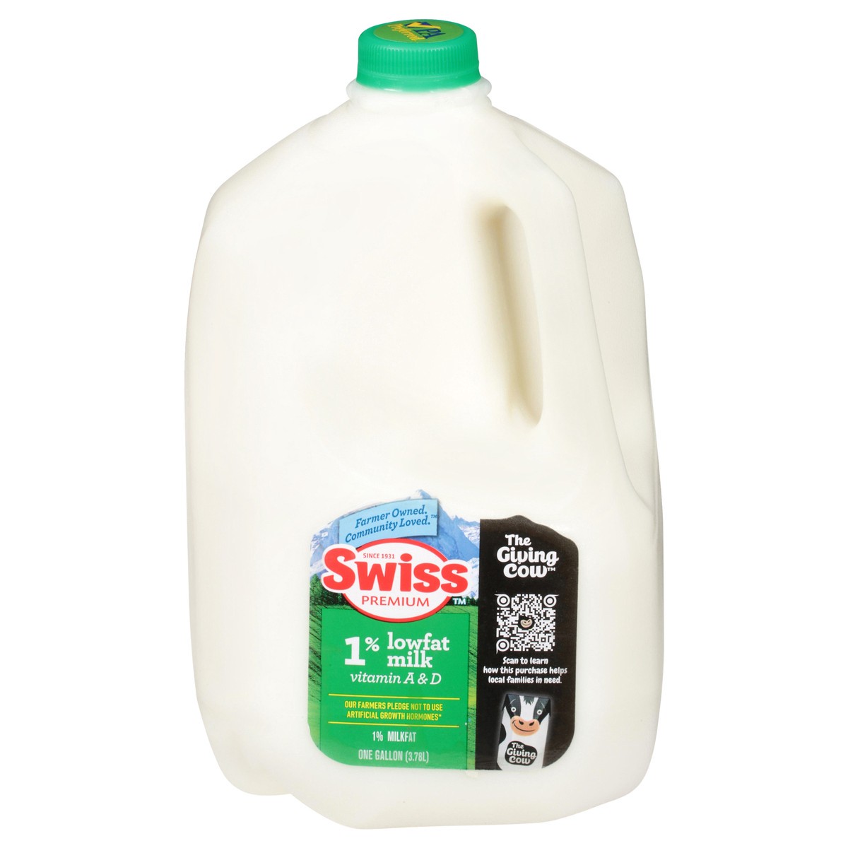 slide 1 of 11, Swiss Premium Dairy 1% Lowfat Milk with Vitamin A and D, Milk Gallon - 1 Jug, 1 gal