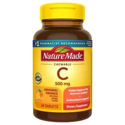 Nature Made Chewable Vitamin C 500 mg, Dietary Supplement for Immune Support, 60 Tablets, 60 Day Supply