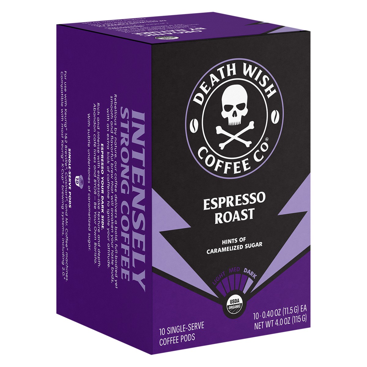 slide 8 of 8, Death Wish Coffee Co. Death Wish Coffee, Organic and Fair Trade, Espresso Roast, Single-Serve Coffee Pods, 10 ct, 10 ct