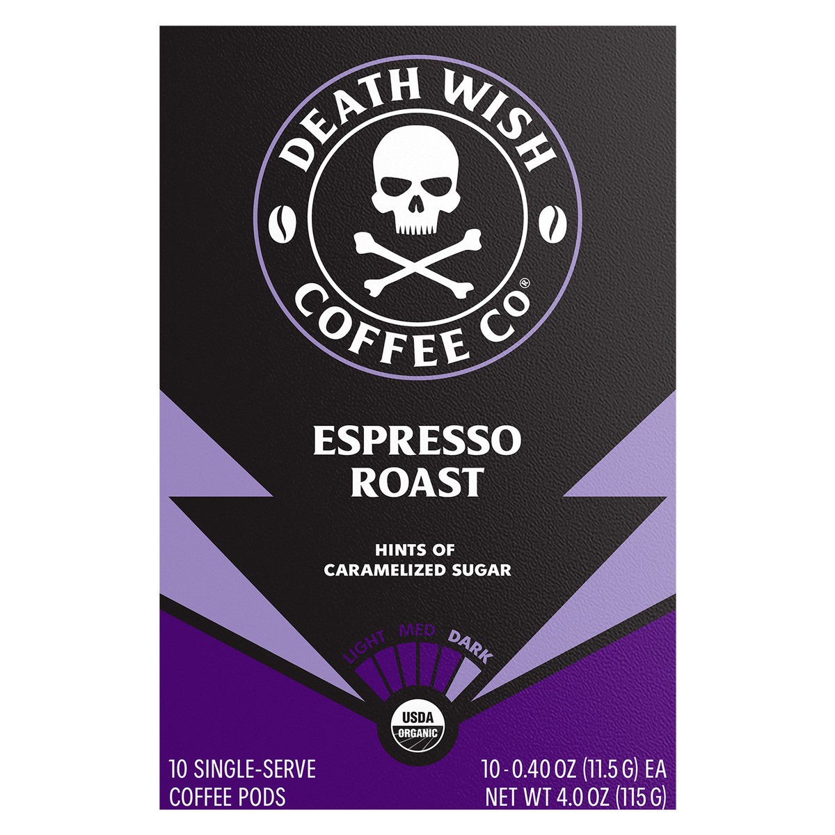 slide 1 of 8, Death Wish Coffee Co. Death Wish Coffee, Organic and Fair Trade, Espresso Roast, Single-Serve Coffee Pods, 10 ct, 10 ct