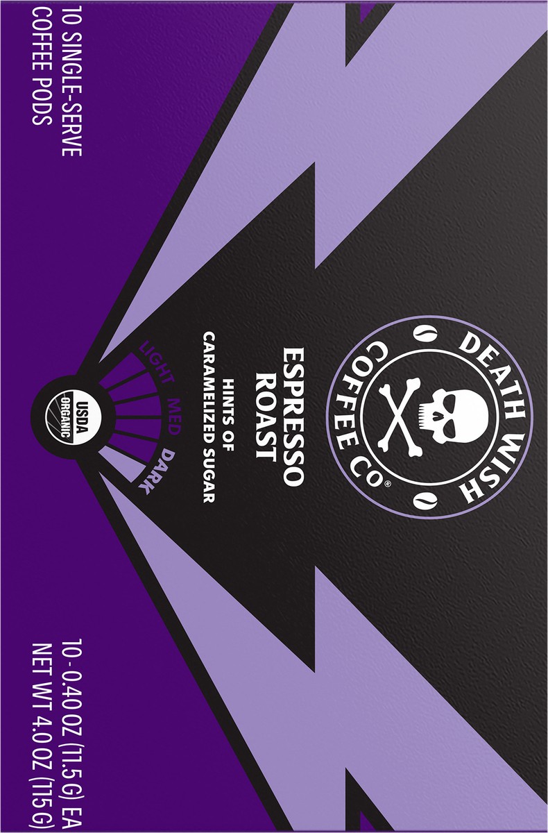 slide 5 of 8, Death Wish Coffee Co. Death Wish Coffee, Organic and Fair Trade, Espresso Roast, Single-Serve Coffee Pods, 10 ct, 10 ct