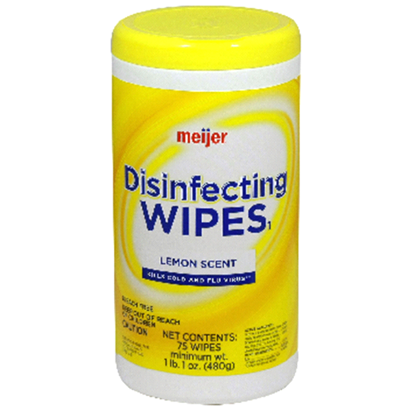slide 1 of 1, Meijer Disinfecting Wipes, Lemon Scent, 75 ct