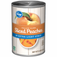 slide 1 of 1, Kroger Yellow Cling Sliced Peaches In Extra Light Syrup, 15 oz
