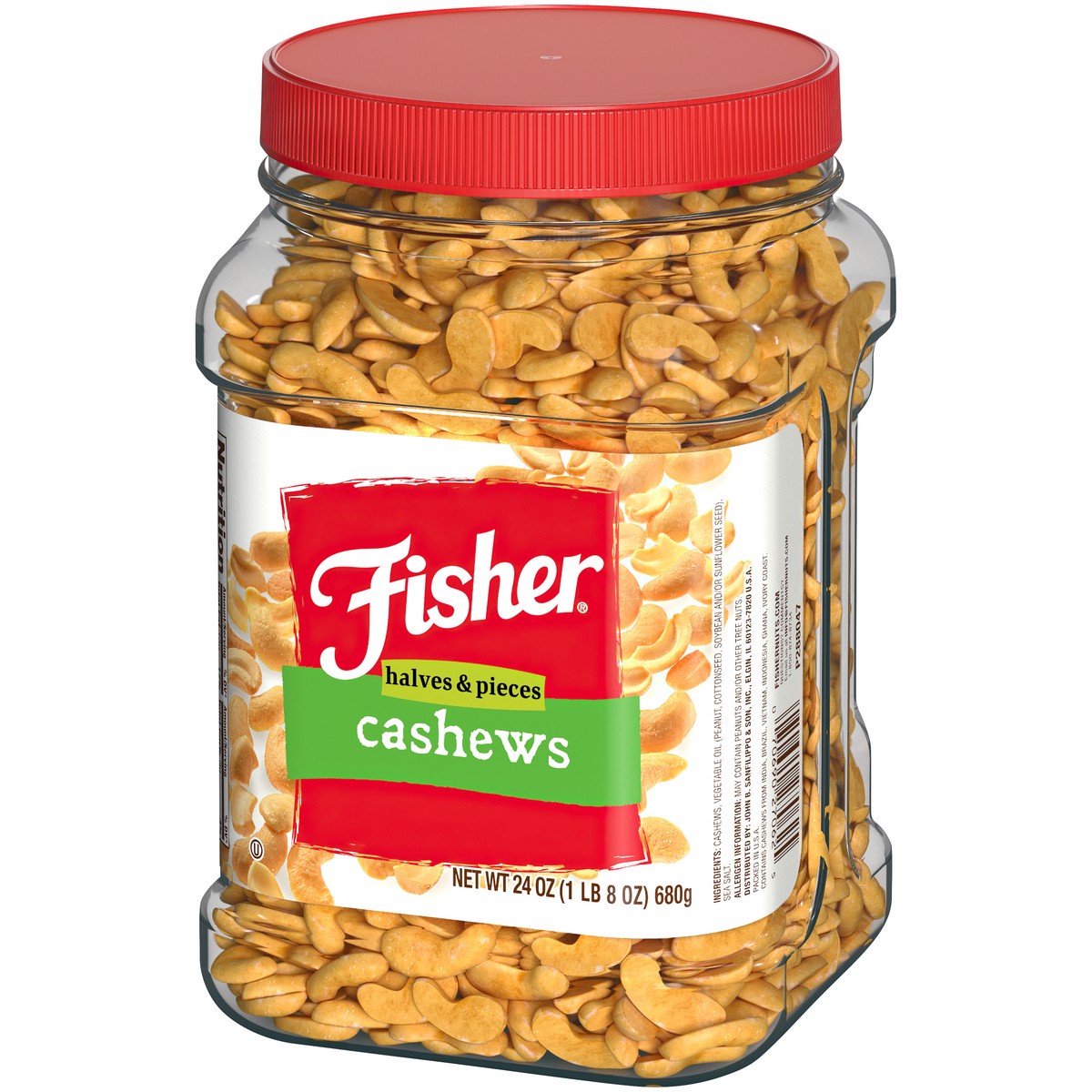 slide 8 of 14, Fisher Halves & Pieces Cashews 24 oz. Container, 24 oz