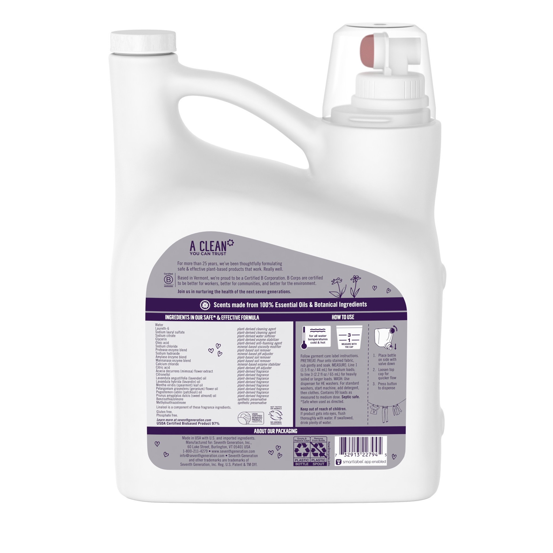 slide 3 of 3, Seventh Generation Liquid Laundry Detergent Lavender, 150 oz, 150 oz