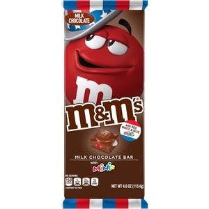 slide 1 of 1, M&M's Milk Chocolate Bar with Red White & Blue Minis, 4 oz