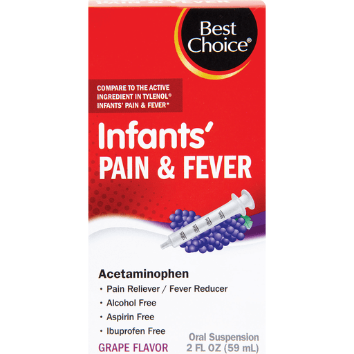 slide 1 of 1, Best Choice Infants' Pain & Fever Drops Grape, 2 oz