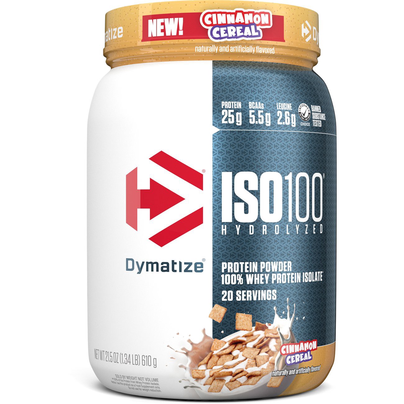 slide 1 of 1, Dymatize Iso 100 Cinnamon Cereal, 21.5 oz