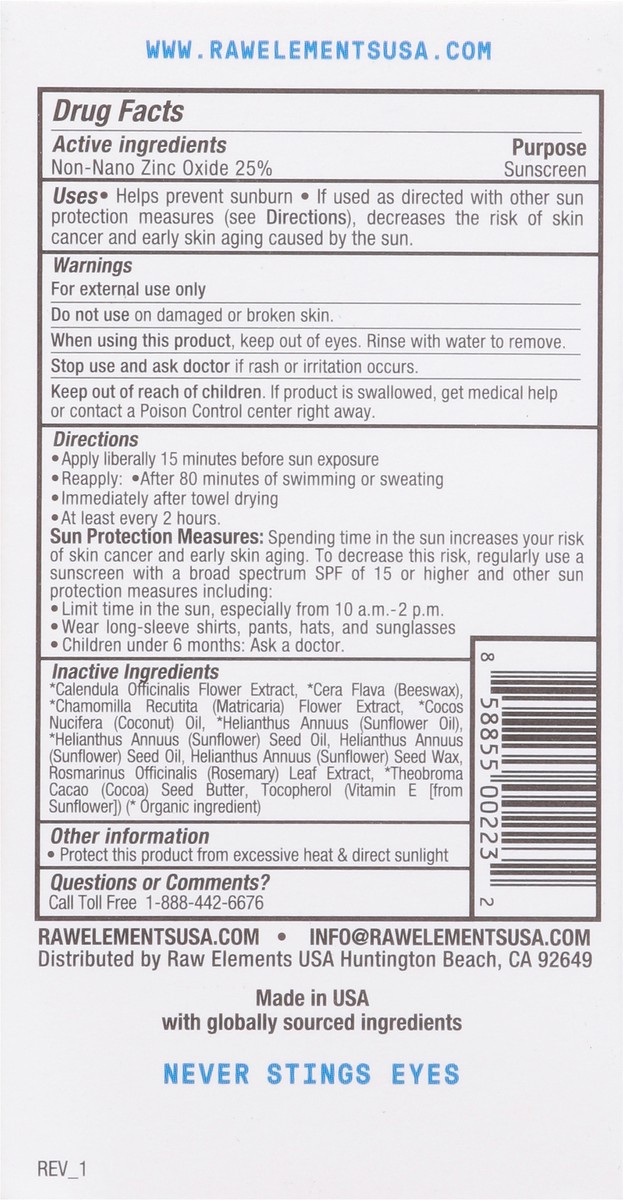 slide 5 of 9, Raw Elements Broad Spectrum SPF 30 Mineral Sunscreen Stick 1.0 oz, 1 oz