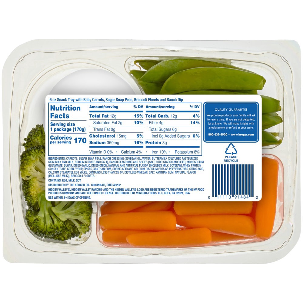 slide 2 of 2, Kroger Vegetable Snack Tray With Ranch Dip, 6 oz