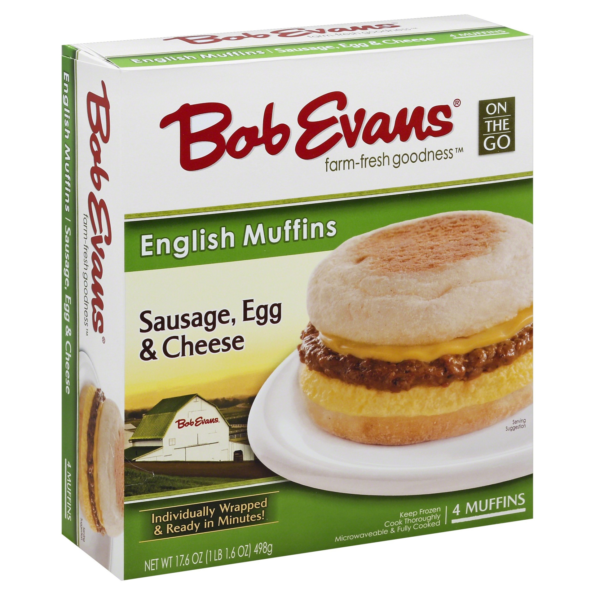slide 1 of 3, Bob Evans Sausage, Egg, & Cheese, 4 ct; 17.6 oz