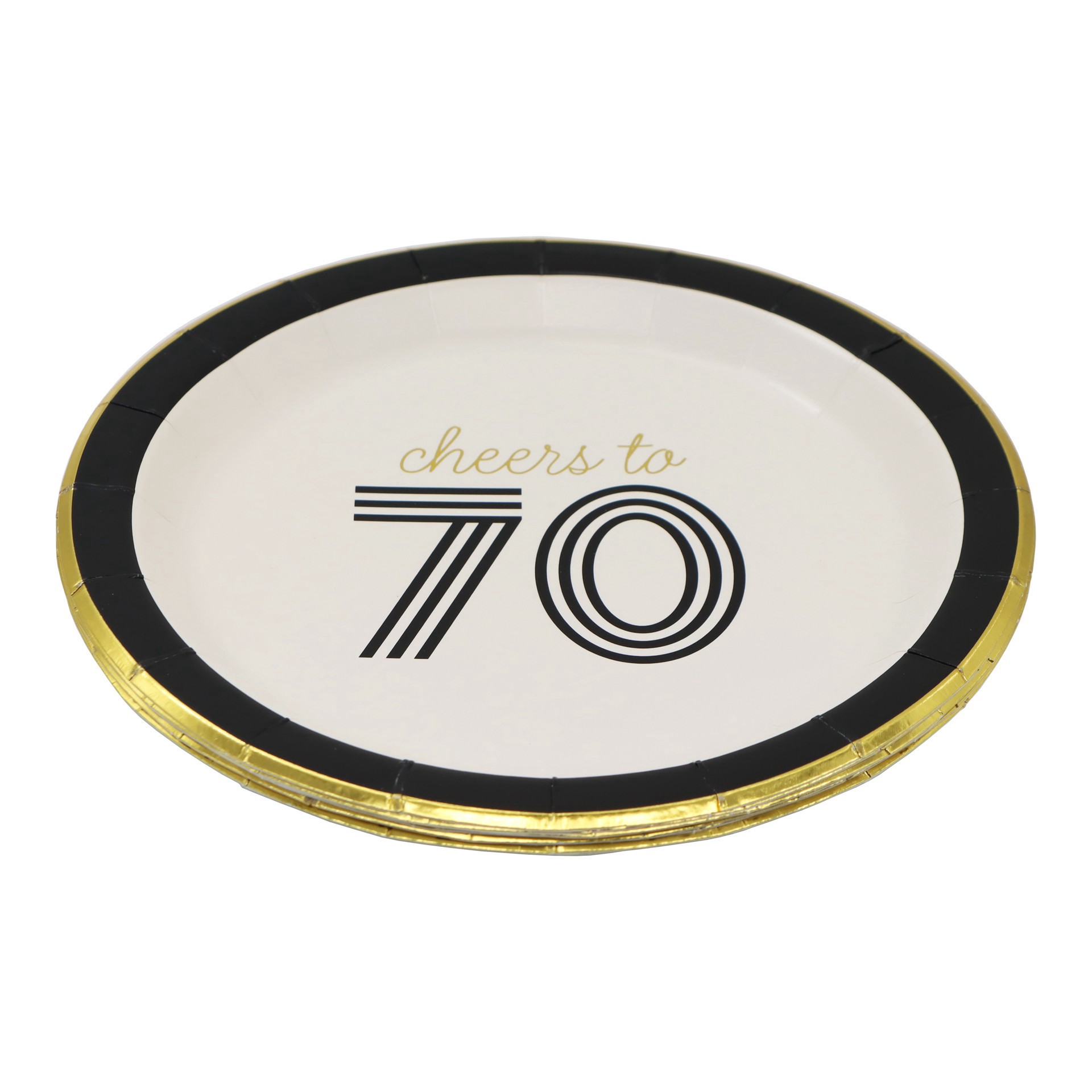 slide 2 of 2, 7" Cheers To 70 Paper Dinner Plates, 8ct. By Celebrate It, 8 ct