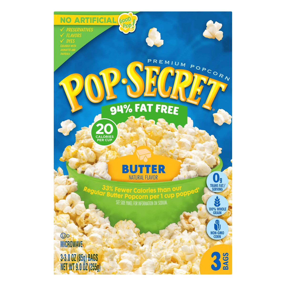 slide 4 of 10, Pop-Secret 94% Fat Free Butter Popcorn 3 ea, 3 ct; 3 oz