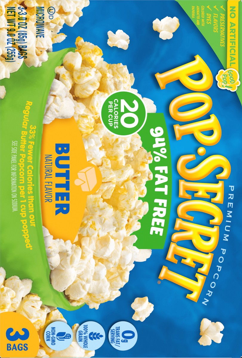 slide 5 of 10, Pop-Secret 94% Fat Free Butter Popcorn 3 ea, 3 ct; 3 oz