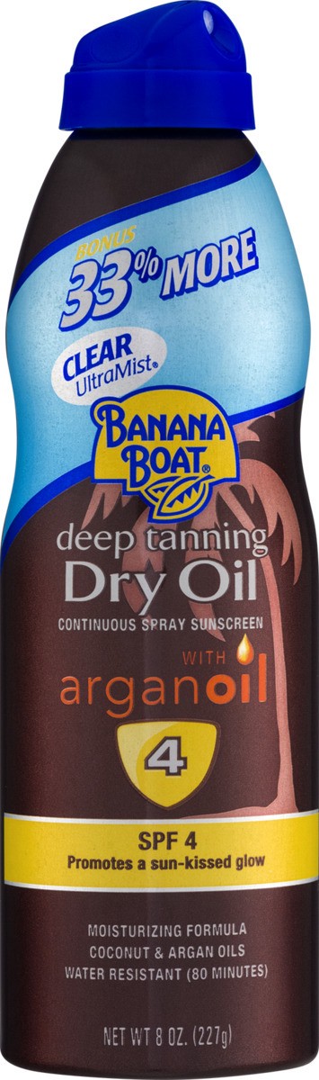 slide 8 of 9, Banana Boat Deep Tanning Dry Oil with Argan Oil Spray Sunscreen SPF 4, 8 oz