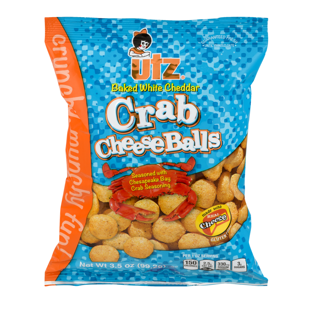 slide 1 of 1, Utz Baked White Cheddar Crab Cheese Balls, 3.5 oz