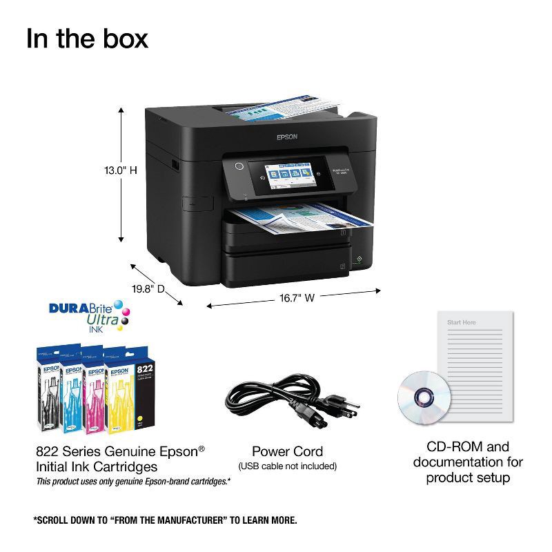 slide 5 of 6, Epson Workforce Pro Wf-4830 Wireless Inkjet All-In-One Color Printer, C11Cj05201, 1 ct