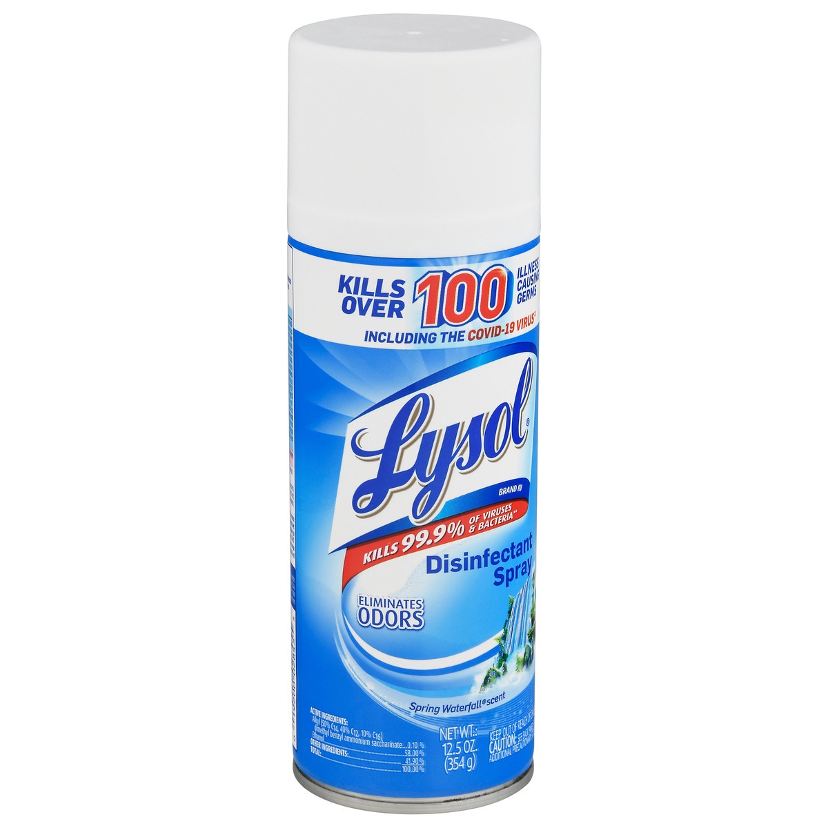 slide 7 of 9, Lysol Disinfectant Spray, Sanitizing and Antibacterial Spray, For Disinfecting and Deodorizing, Spring Waterfall, 12.5 fl oz, 12.5 oz