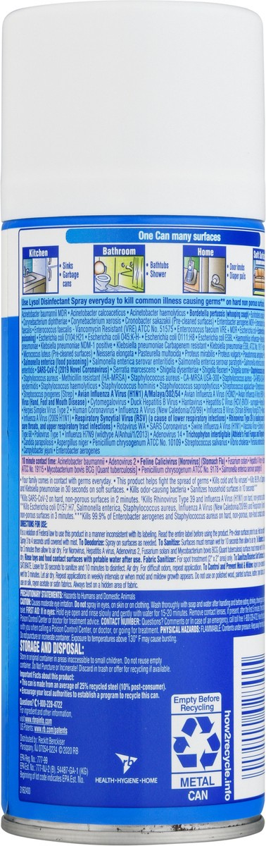 slide 3 of 9, Lysol Disinfectant Spray, Sanitizing and Antibacterial Spray, For Disinfecting and Deodorizing, Spring Waterfall, 12.5 fl oz, 12.5 oz