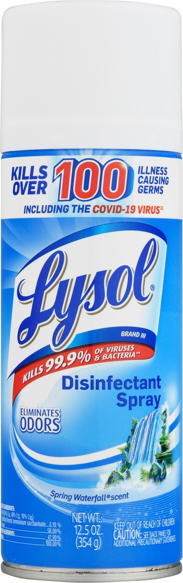 slide 9 of 9, Lysol Disinfectant Spray, Sanitizing and Antibacterial Spray, For Disinfecting and Deodorizing, Spring Waterfall, 12.5 fl oz, 12.5 oz